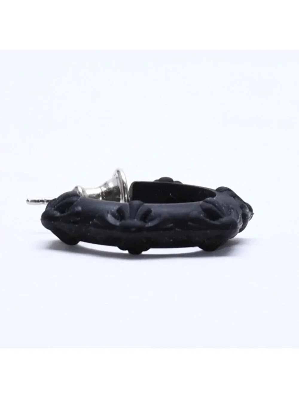 Chrome Hearts Rubber Hoop Cross Small Band Silicon Earrings Black
